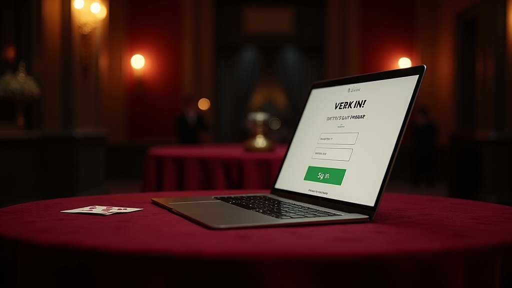 Portátil y móvil mostrando la verificación de la cuenta junto a una pantalla de inicio de sesión de casino