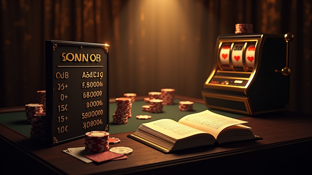 Bonus terms dashboard with wagering and withdrawal details in a dark casino scene